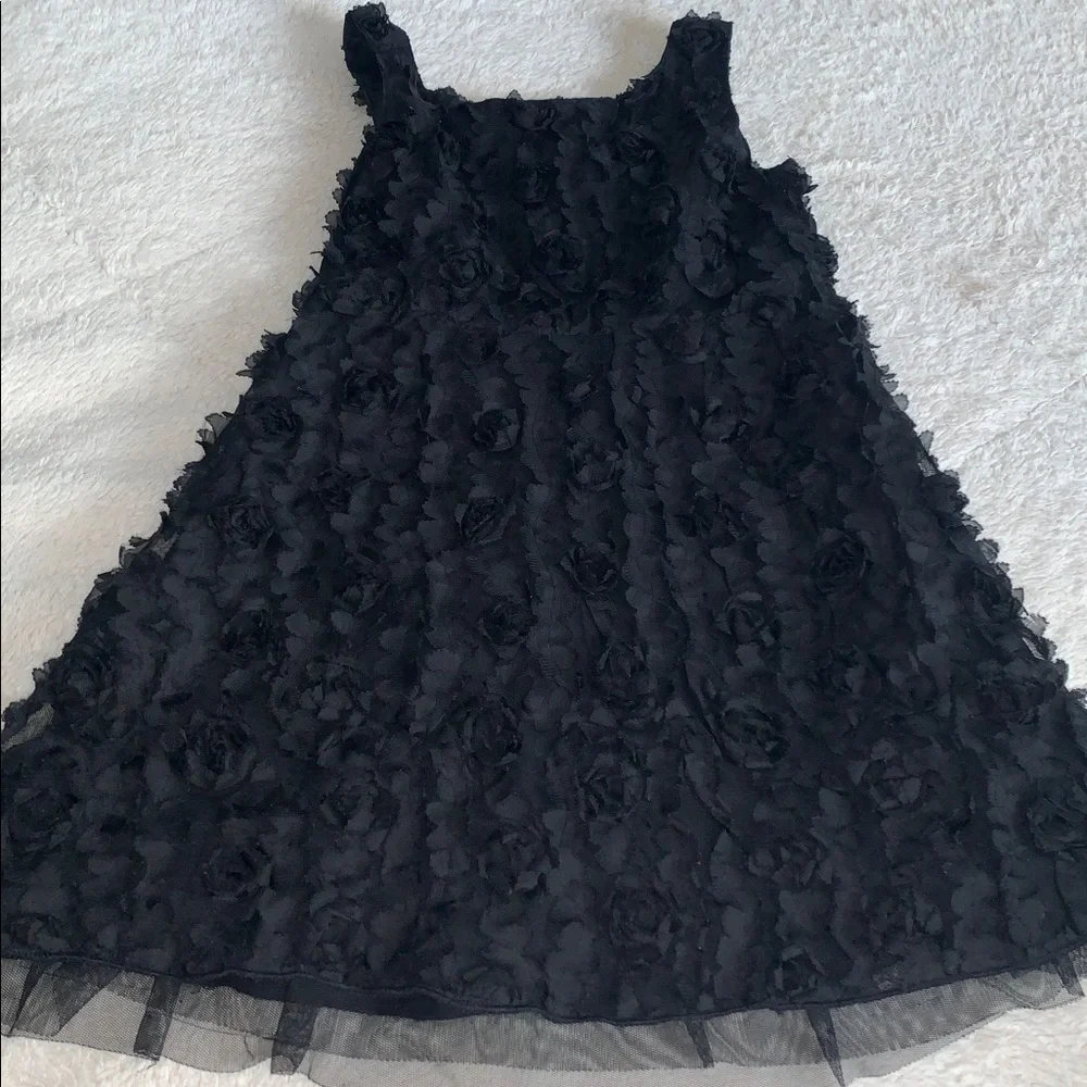 GAP Textured Black Roses Overlay Dress 6/7 EUC